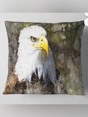 Design Art Eagle Head with Textures - Animal Throw Pillow - 16”x16”